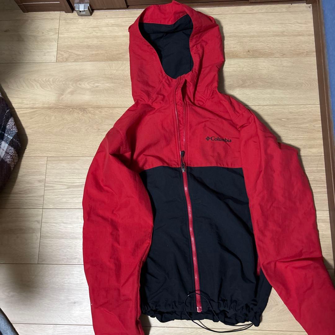 Columbia フード付きジャケット L レッド/ブラック - メルカリ