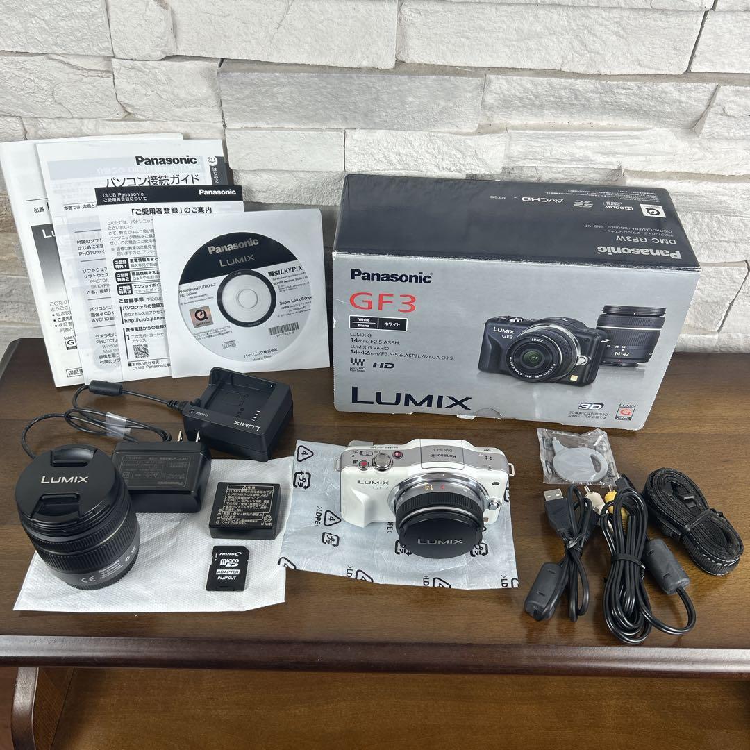 LUMIX DMC-GF3W DOUBLELENS KIT 【極美品】SDカード - メルカリ