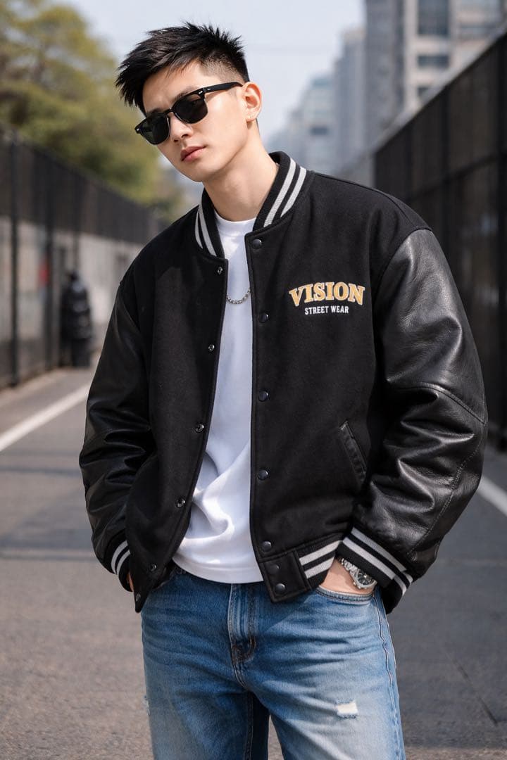 VISION STREET WEAR スタジャン LL ブラック - メルカリ