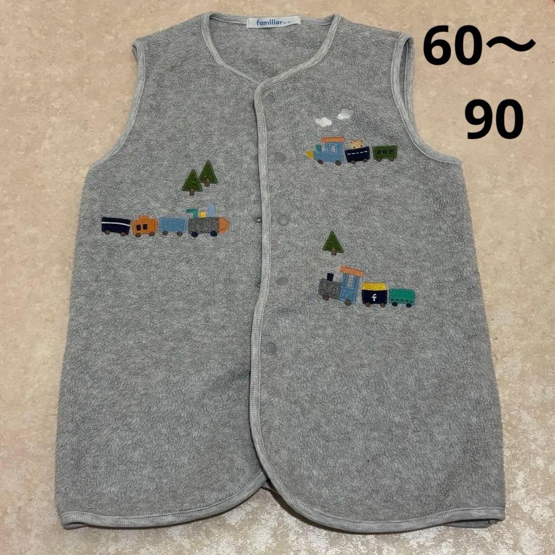 ファミリア スリーパー 電車柄 グレー 60〜90 - メルカリ