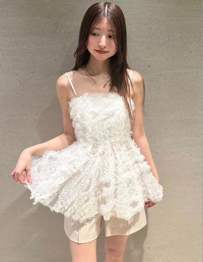 SNIDEL チュール刺繍ペプラムトップス - メルカリ