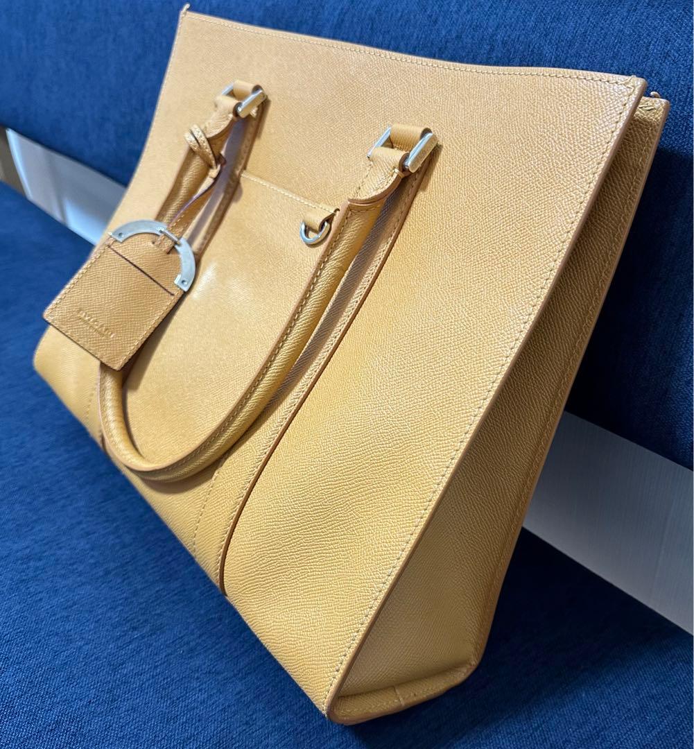 BVLGARI メンズ トートバッグ ビジネスバッグ ベージュ　保存袋あり ブルガリ ロゴマニア トートバッグ キャンバス ベージュ[訳あり