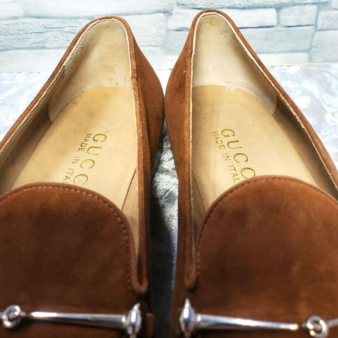 【極美品】✨GUCCI 22.5cm 革靴 茶 スエード ビット金具 35.5
