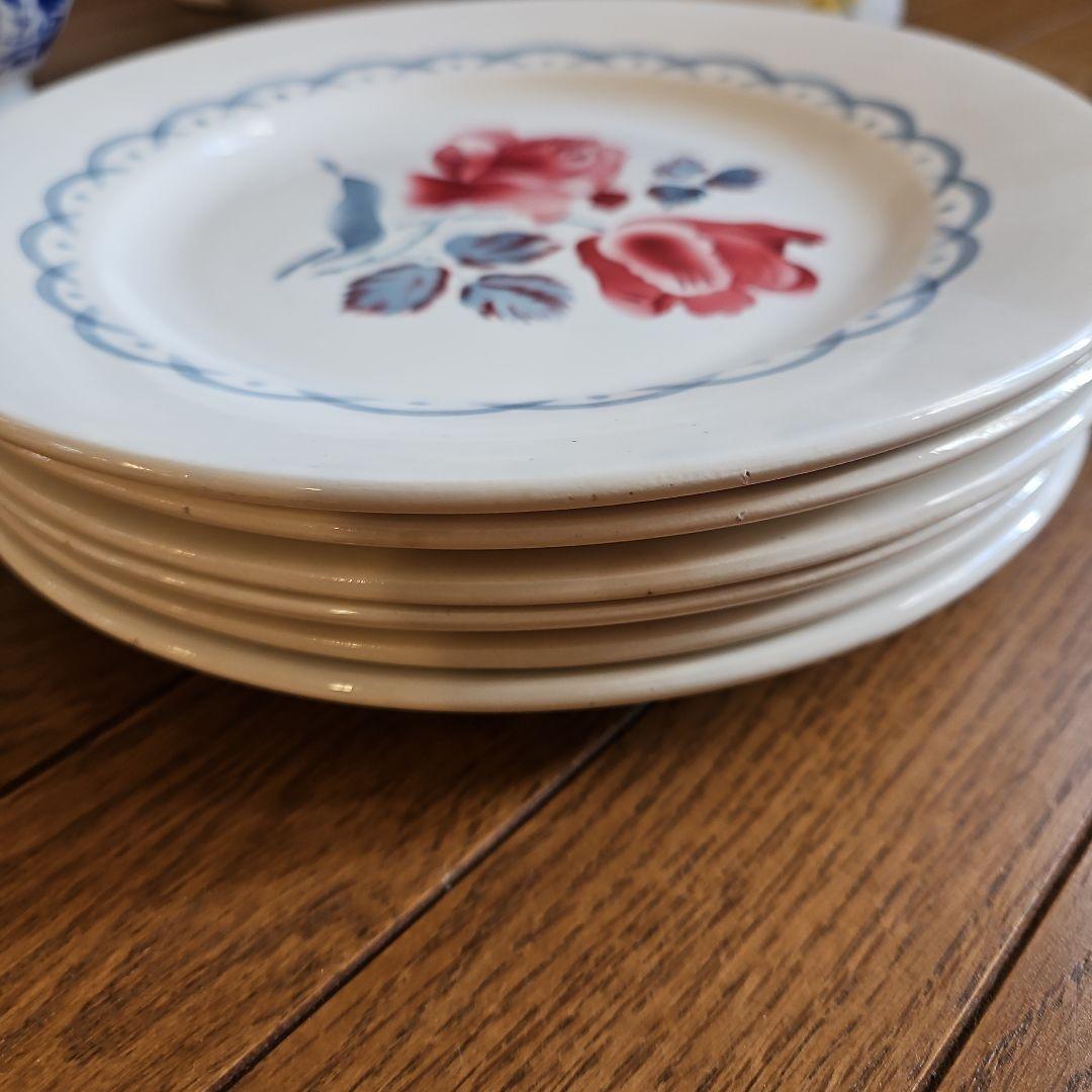 花柄プレート 6枚セット ディゴアン・サングミンヌ製 フランス蚤の市