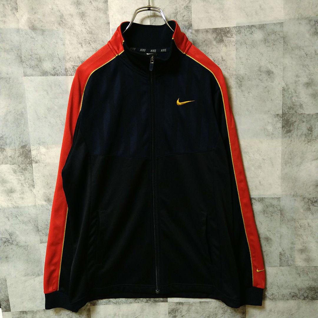 NIKE ナイキ トラックジャケット Msize 刺繍ロゴ サイドライン 紺色
