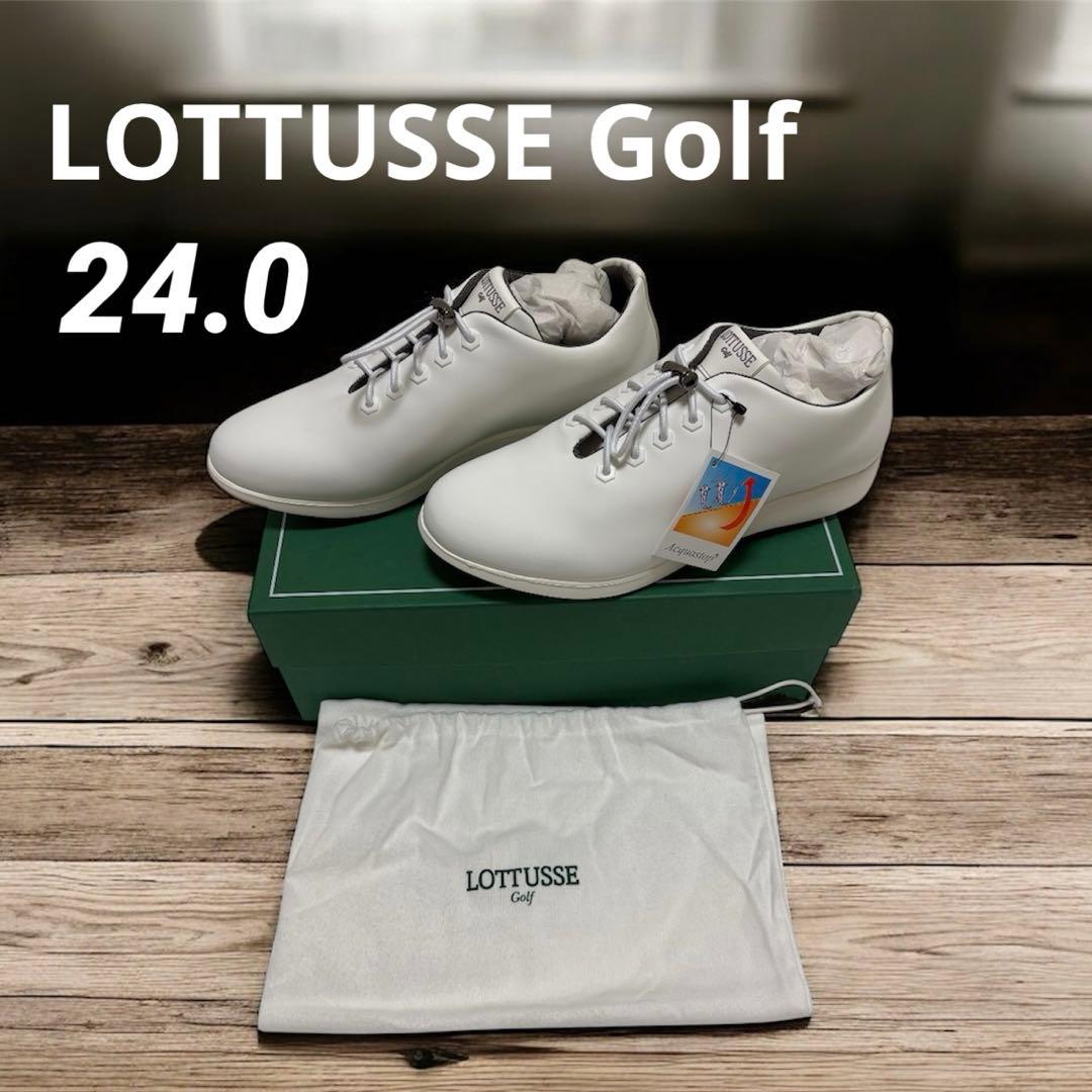 新品】 LOTTUSSE Golf レザーゴルフシューズ 24.0 ホワイト - メルカリ