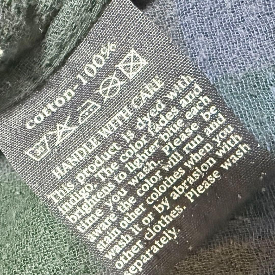 極美品】45R インディゴ染め デニムシャツ コットン100%R刺繍