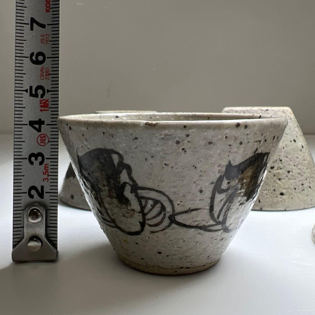 江戸初期 乾山手 鉄釉蕎麦猪口5客 口径約6.5㎝ 東Y7-0806⭐︎2Fタサチ