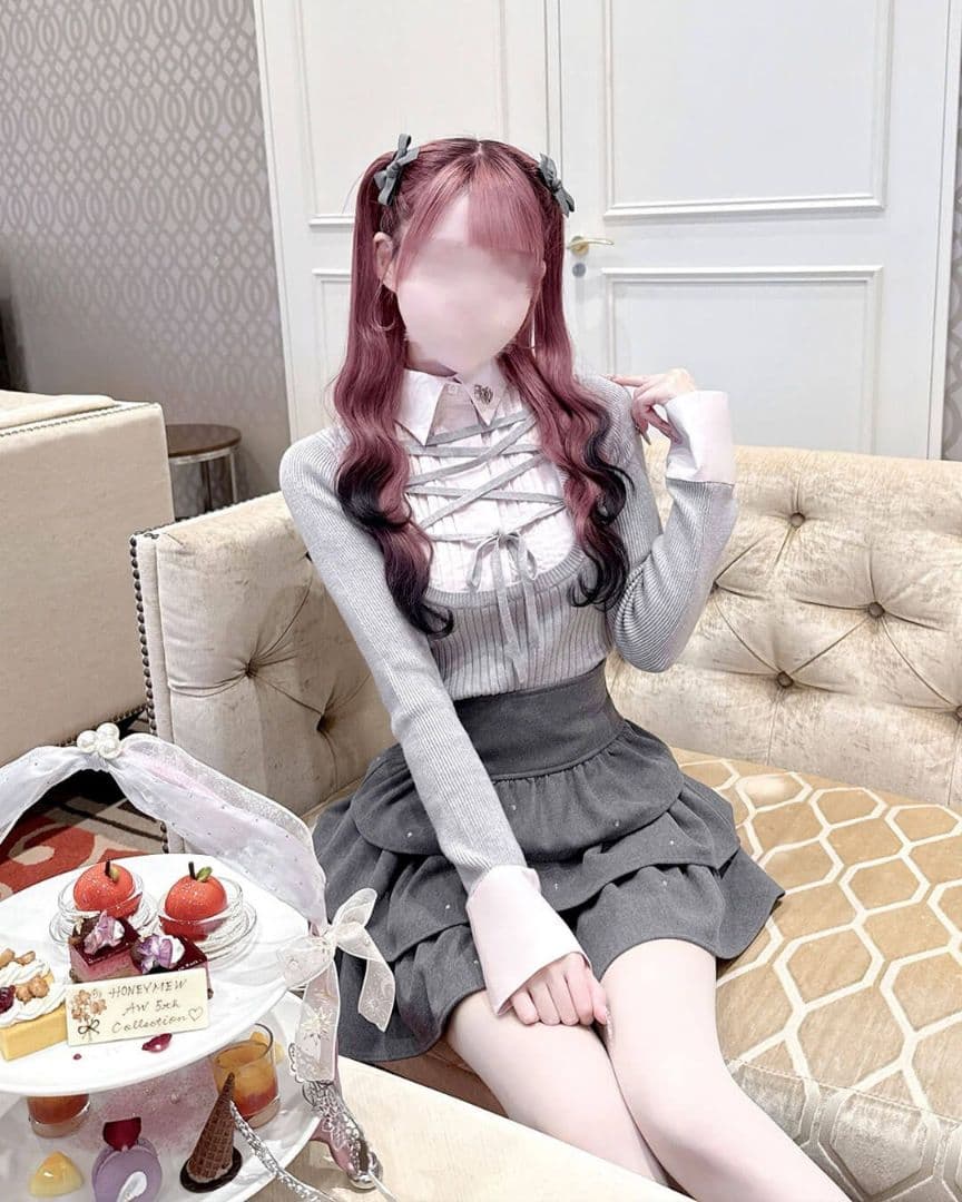 ミシェルマカロン ハニーミュウ レースアップドッキングトップス XS グレー