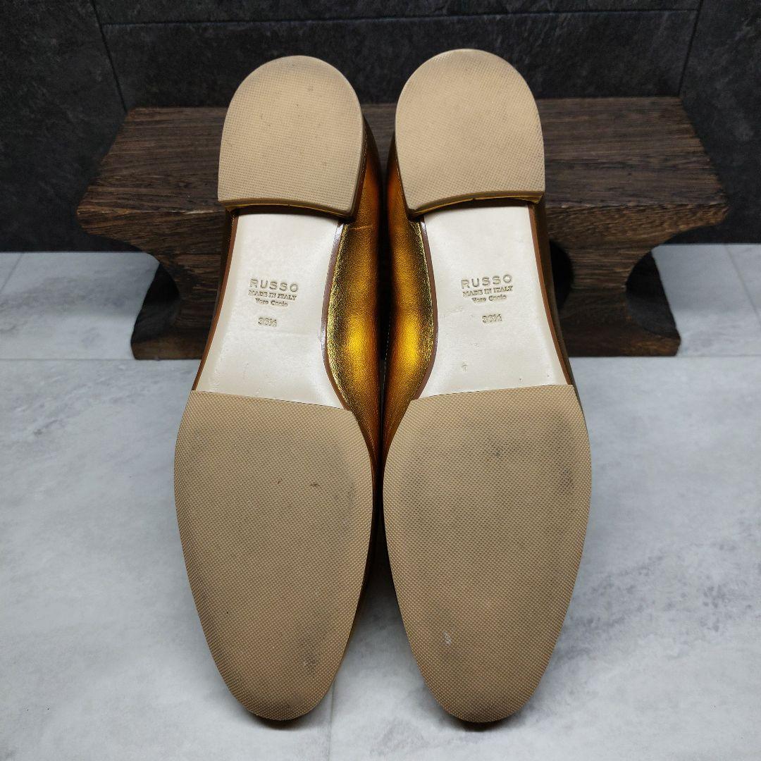 フランチェスコルッソ ゴールドフラットシューズ 23.5cm