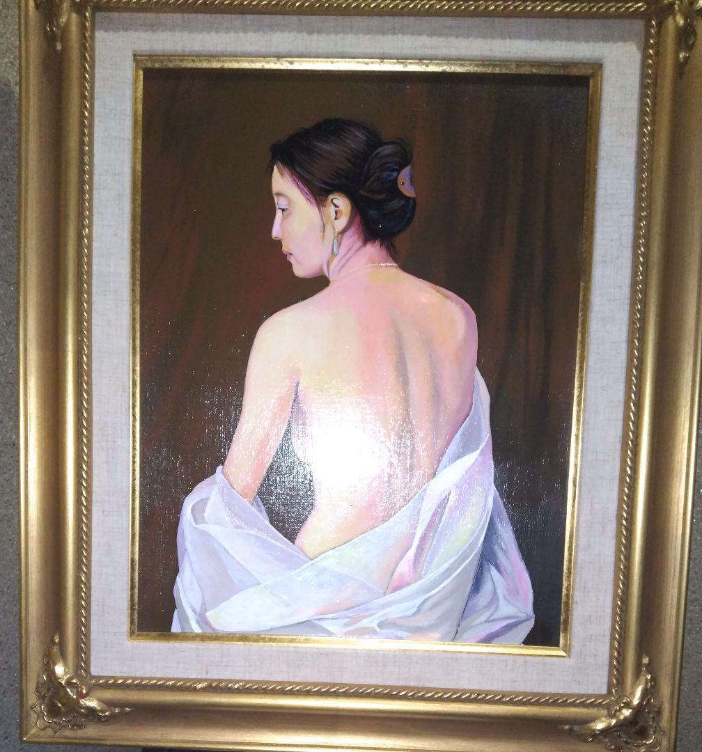 森本草介、絵画、美人画、油彩6号、裸婦、Nude.Woman新品高級額縁