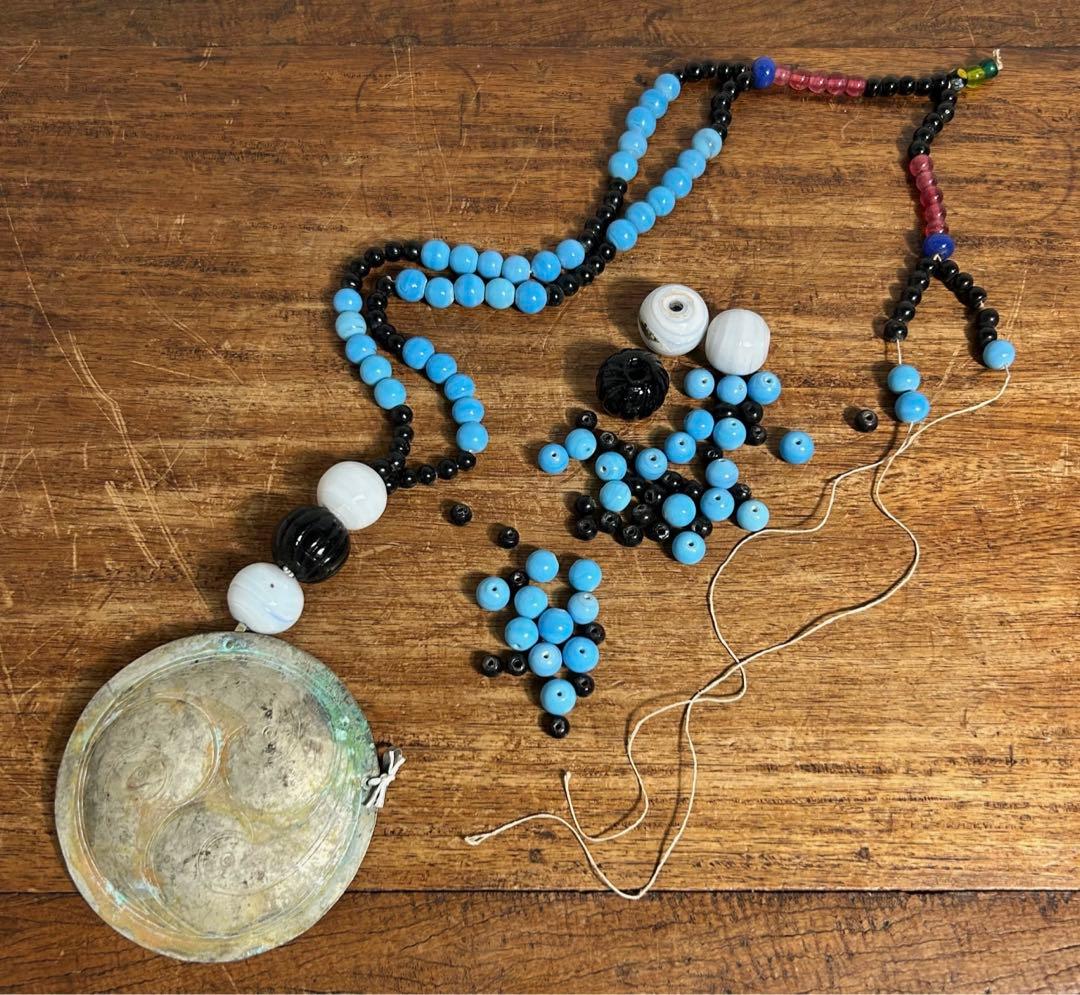 骨董品 アイヌ タマサイ 首飾り シトキ アイヌ玉 蜻蛉玉 ネックレス