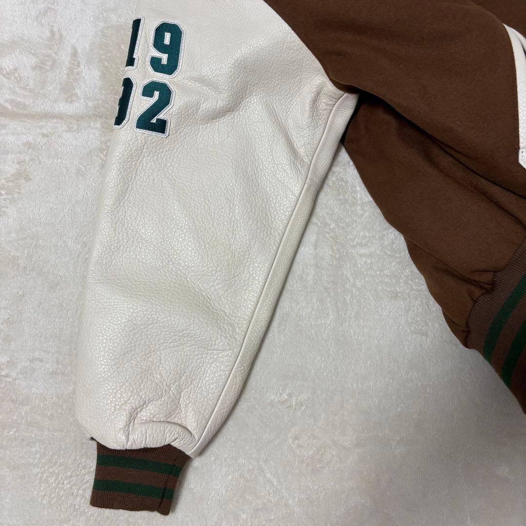 keboz スタジャン ブラウン レザー切替 - メルカリ