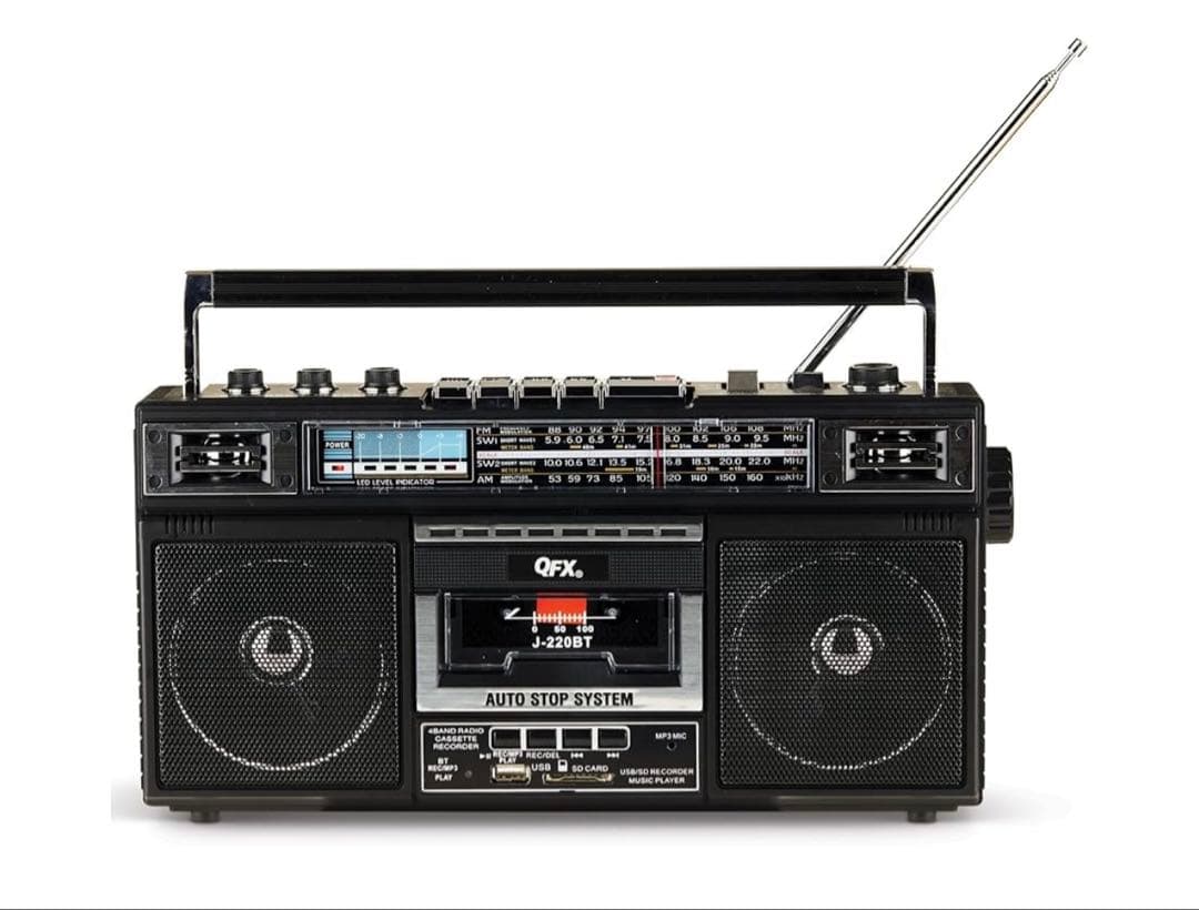 90年代 QFX J-220BT レトロカセットレコーダープレーヤー ラジカセ Amazon.com: QFX J-220BT Boombox MP3 Conversion from Radio to