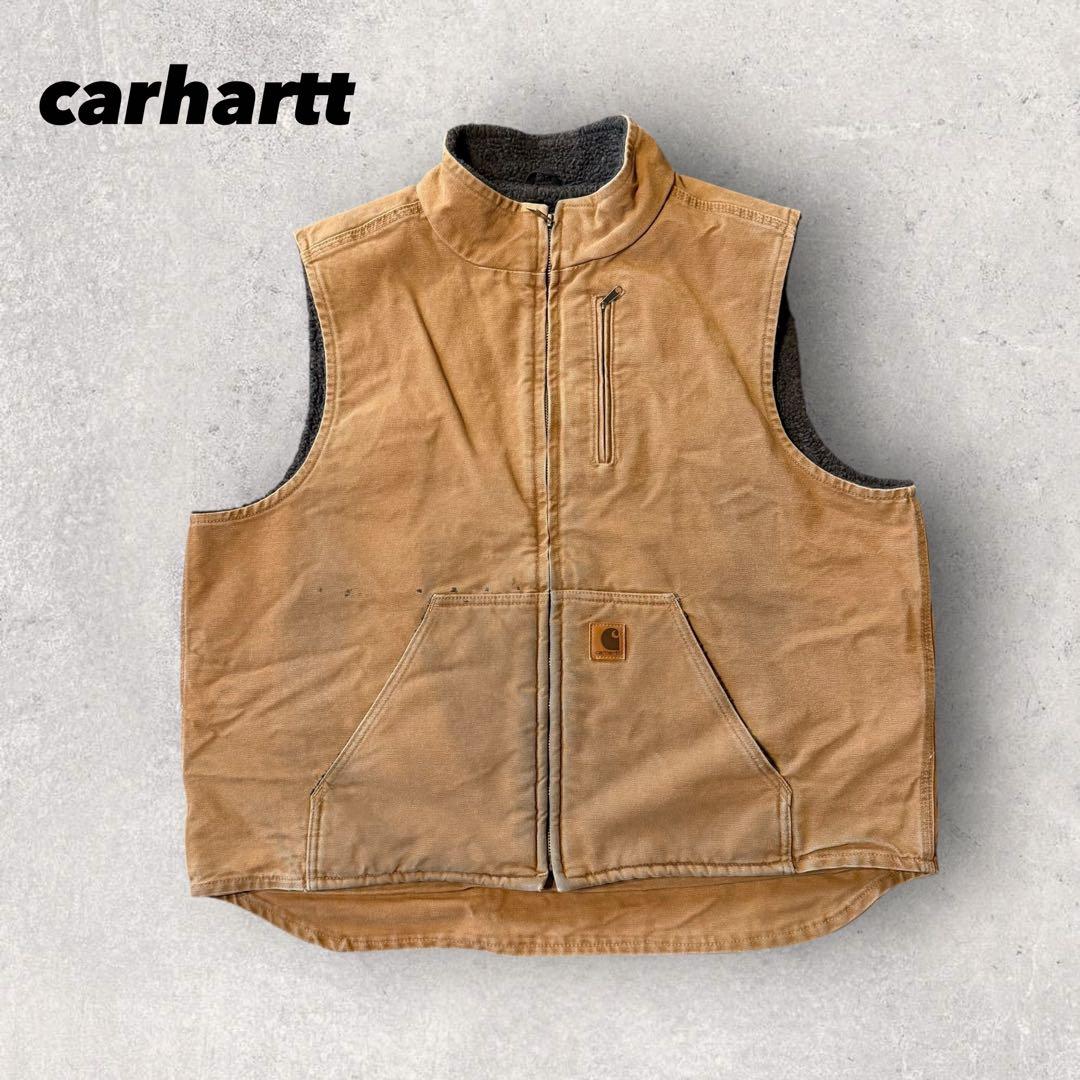 【カーハート】ダック地ベスト　XL 裏ボア　人気古着　f carhartt カーハート | 裏ボア ダック ベスト - 札幌 ビンテージ 古着