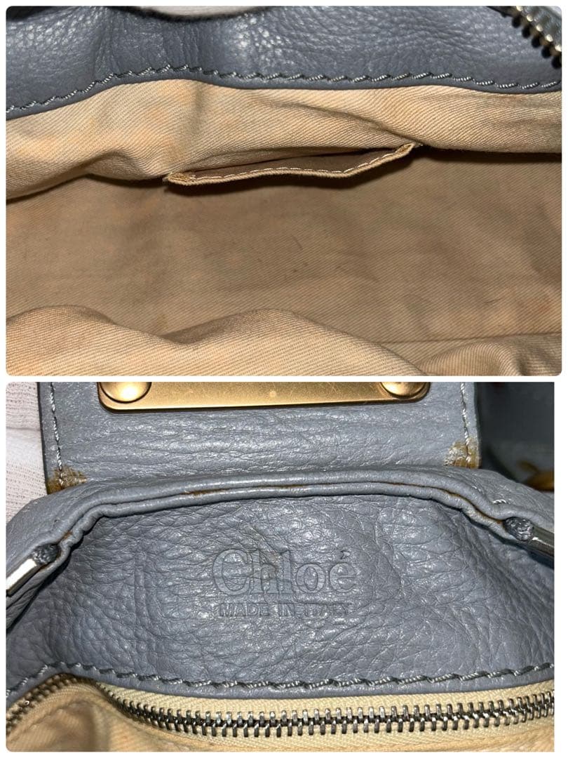 Chloe クロエ パディントン 2wayハンドバッグ 南京錠 ブルーグレー