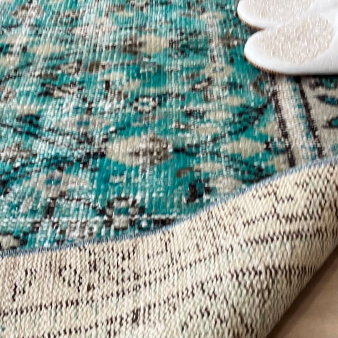 スカイブルー✳︎91×192✳︎ペールグレー 満載フラワー トルコ