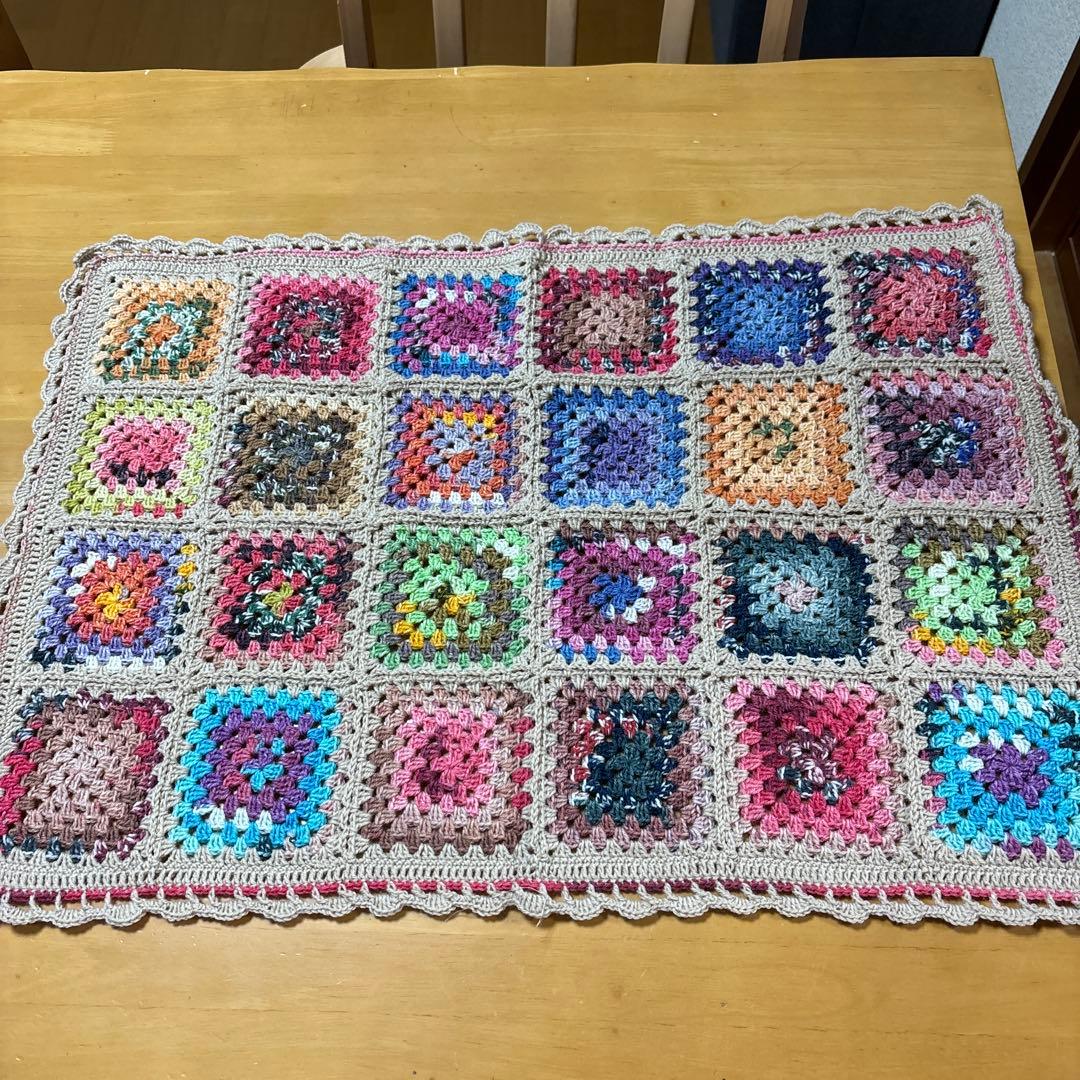 手編み オパール毛糸グラニーモチーフブランケット - メルカリ