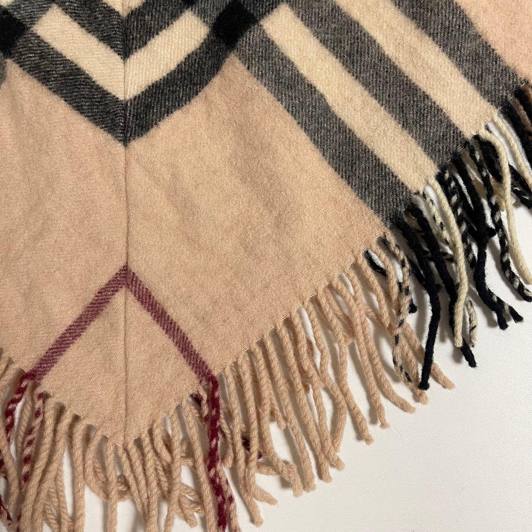 BURBERRY バーバリー ウール ノバチェック フリンジ ポンチョ ベージュ