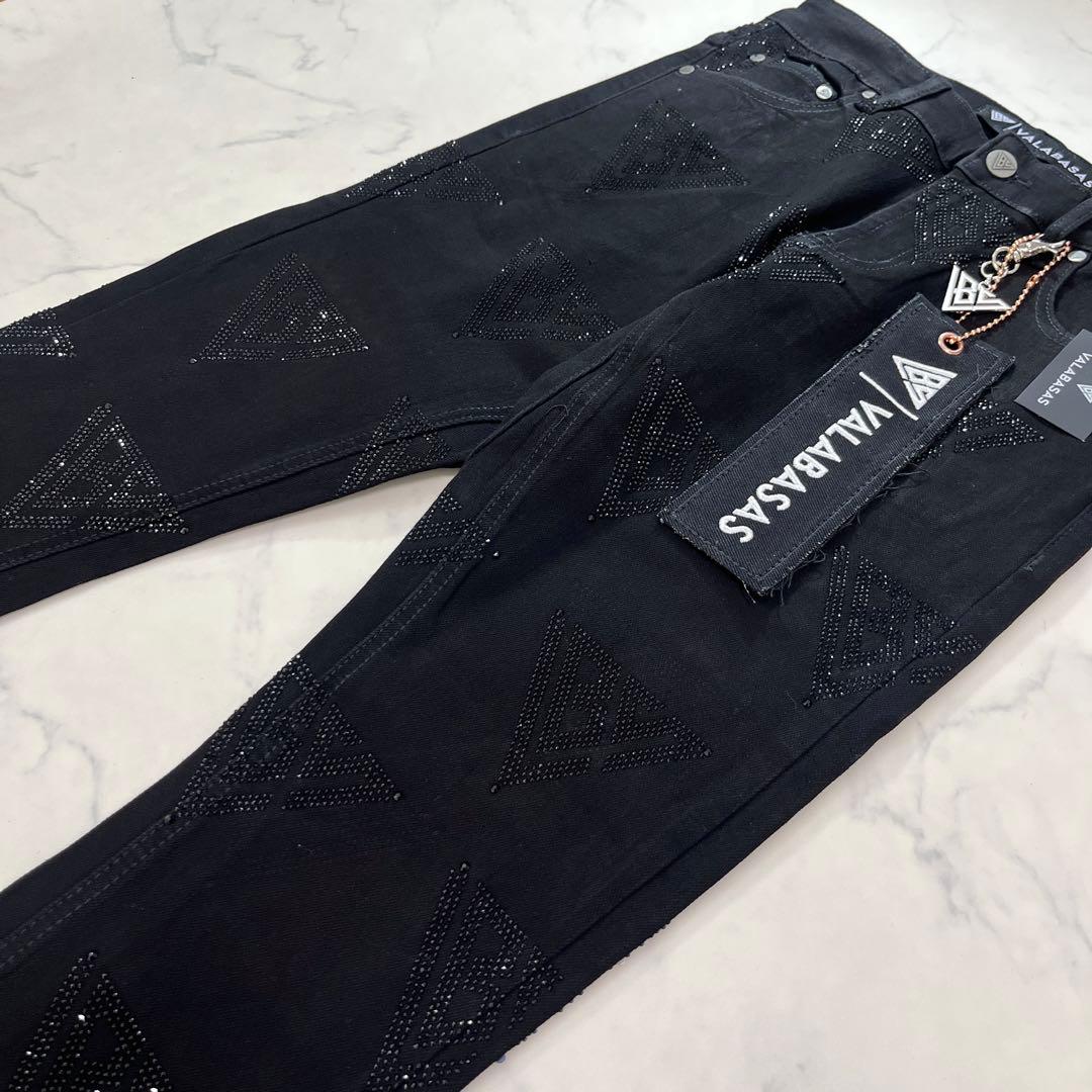新品バラバサスvalabasas ラインストーンスキニーフレアデニムビーズ