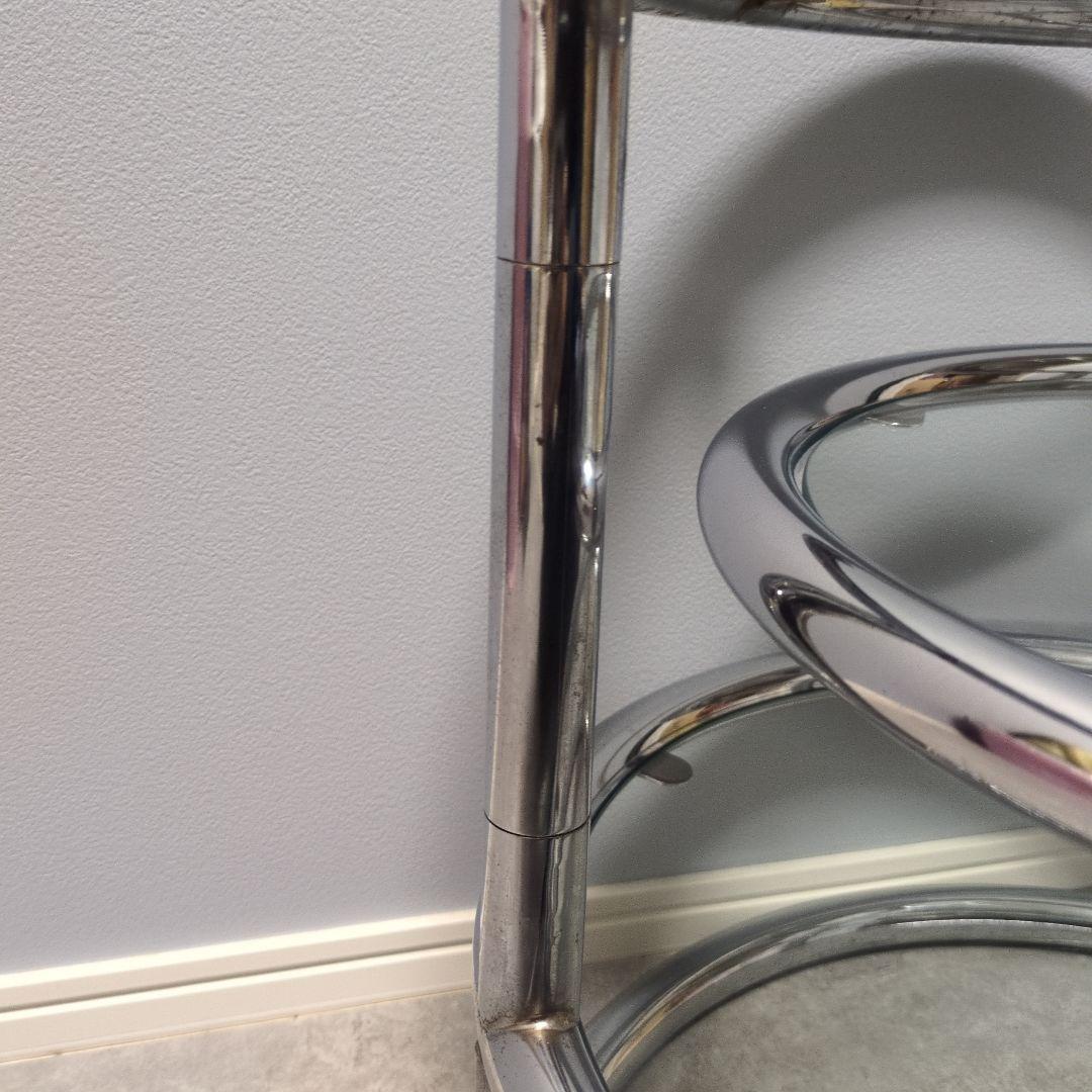 ラウンドテーブル 3段ガラス ミッドセンチュリー モダン スペース