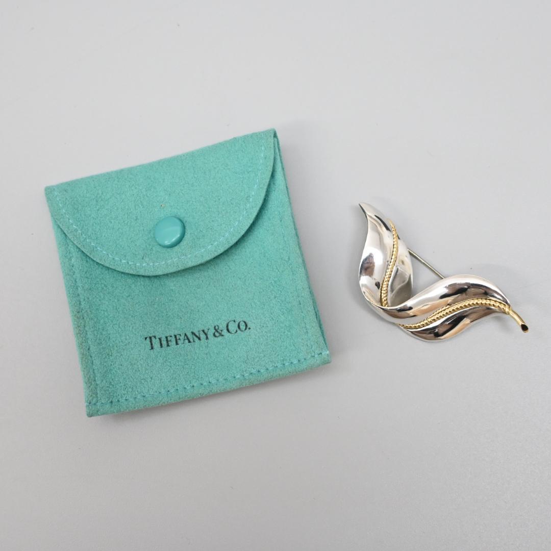 □ 45494☆年 ティファニー ブローチ K18 925 コンビリーフ