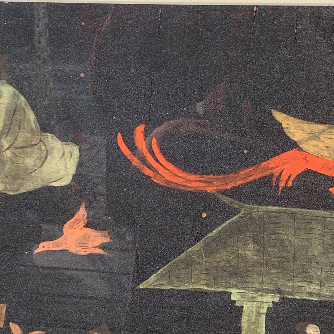 楚国 漢代 帛画 中国 シルク 絹 絵画 額縁 骨董品 馬 王 鳳凰 人