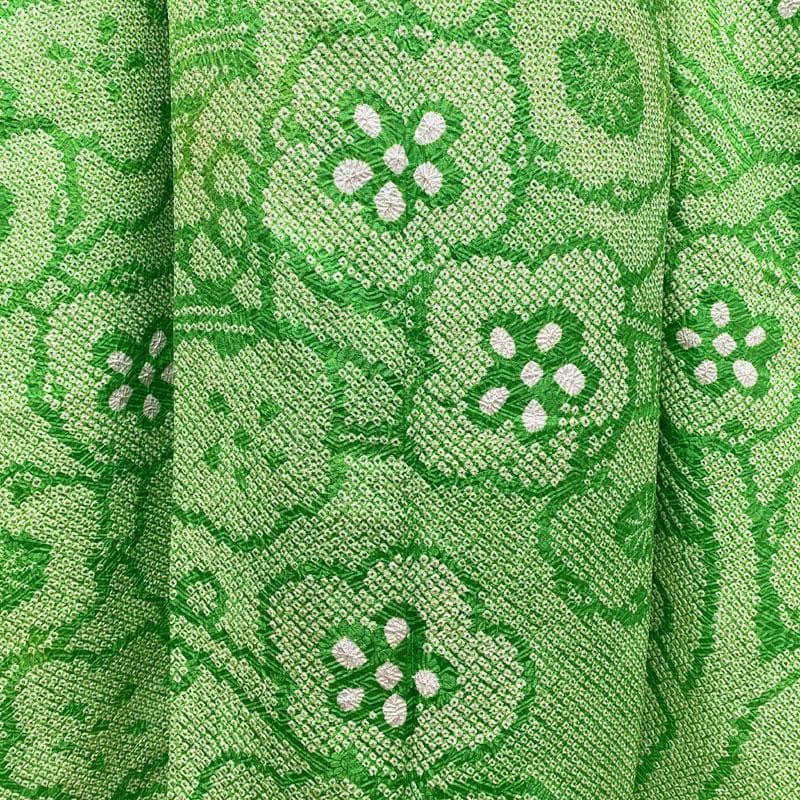 601aj56◎振袖のみ 総絞り ハーフ成人式 十三参り 梅 黄緑◎ - メルカリ