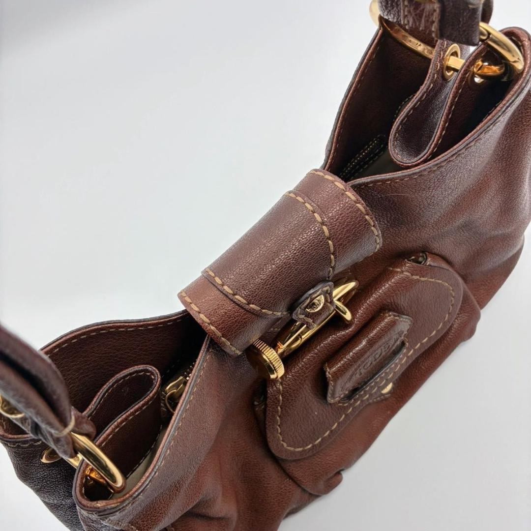 トッズ ホーボー ワンショルダー ショルダーバッグ ブラウン ゴールド