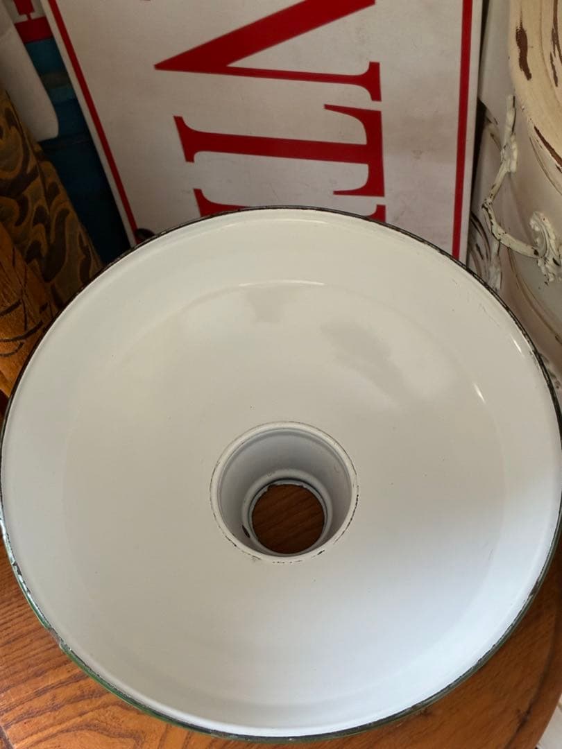 青柳様専用アンティーク ホーロー ランプ シェード グリーン 30センチ