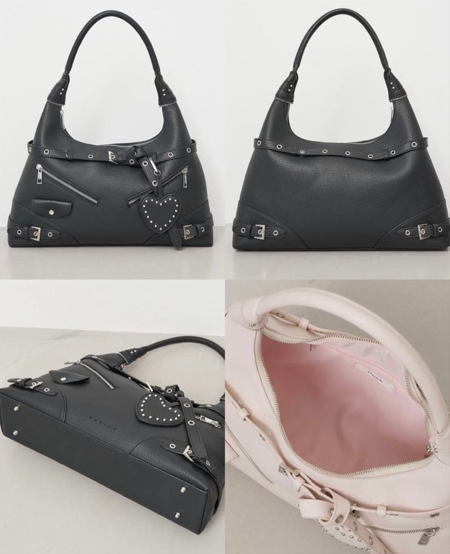 ダーリッチ スタッズレザーベルトデザインマキシバッグ BLK - メルカリ