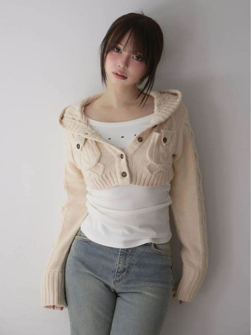 andmary Mary logo cable knit set ivoryの通販はau PAY マーケット