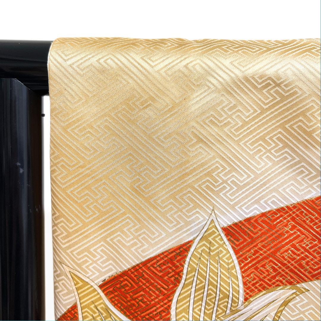 振袖 金駒刺繍 金彩 南天 百合 流水 紗綾形 成人式 着物 124b d ms