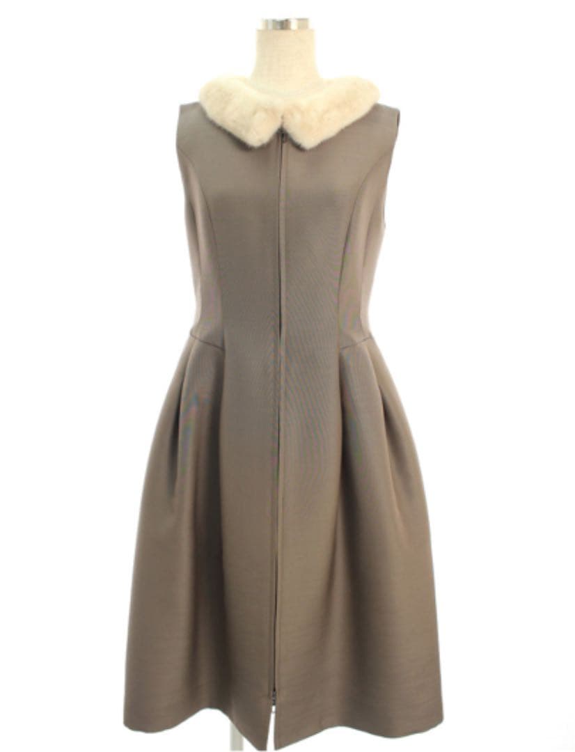 フォクシーfoxeyミンクファー襟bronze puff ワンピース38 - メルカリ