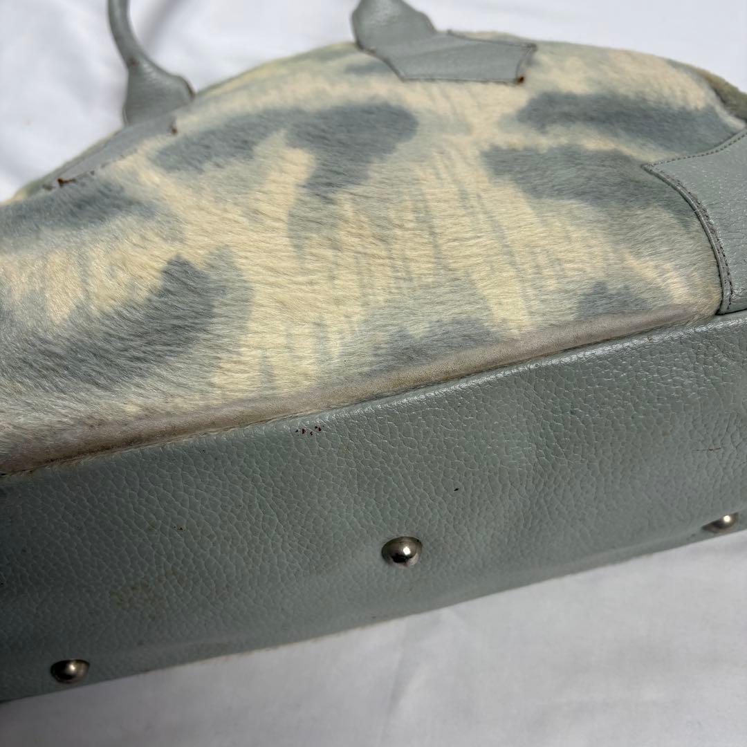 ヴィヴィアン ヤスミン ハンドバッグ レザー×ハラコ 肩掛 水色・グレー