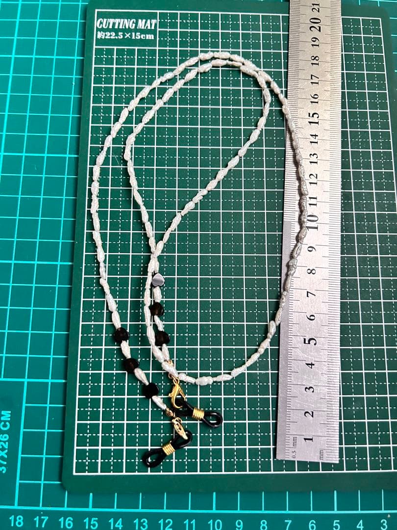 淡水パール 黒メノウ ハート マスク メガネ チェーン 2way - メルカリ