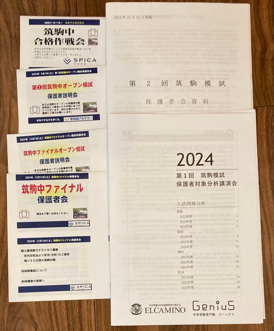 2024 早稲アカ/サピックス/エルカミノジーニアス筑駒模試＋スピカ筑駒