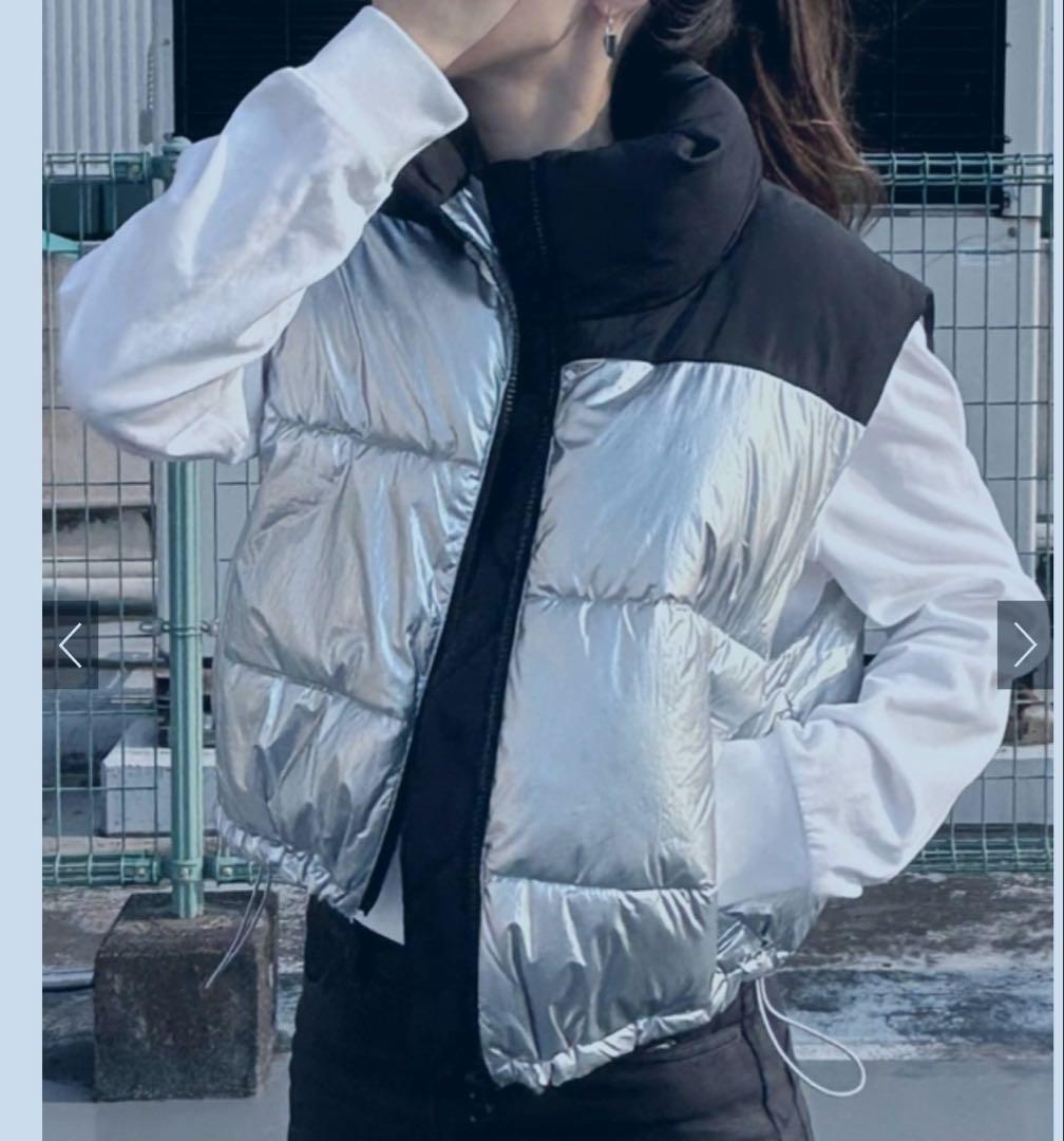 新品未開封 GRL グレイル シルバーダウン ベスト kd73 配色中綿ダウン