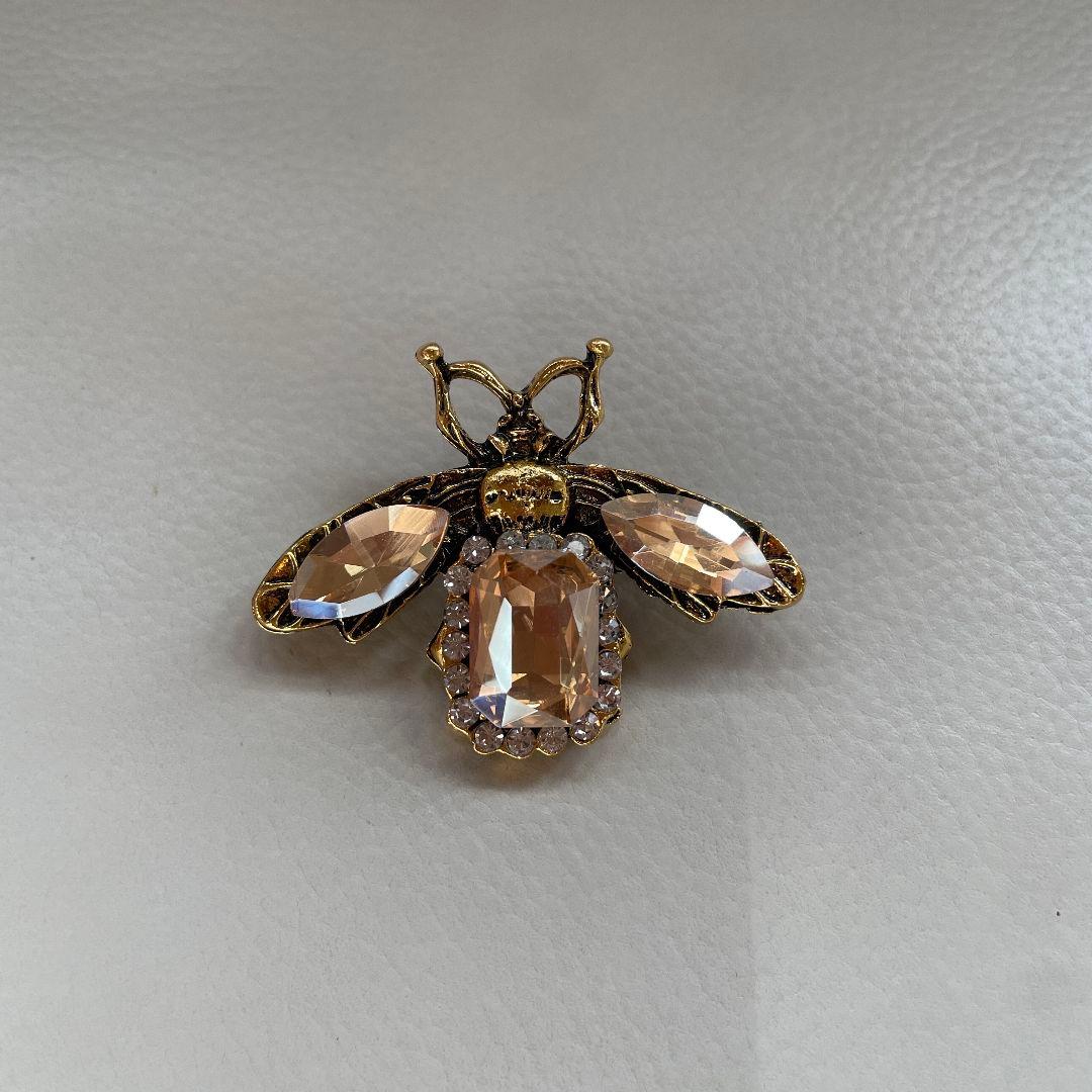 蜂 ブローチ ビジュー アンティーク ゴールド ラペル ピン ビンテージ