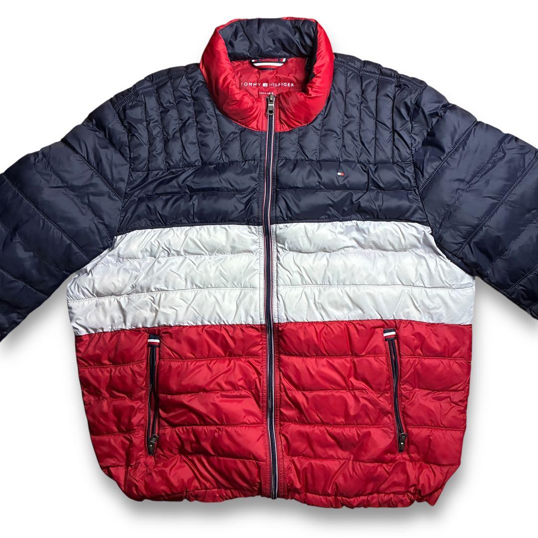 極美品】トミーヒルフィガー パッカブル 中綿ジャケット トリコロール