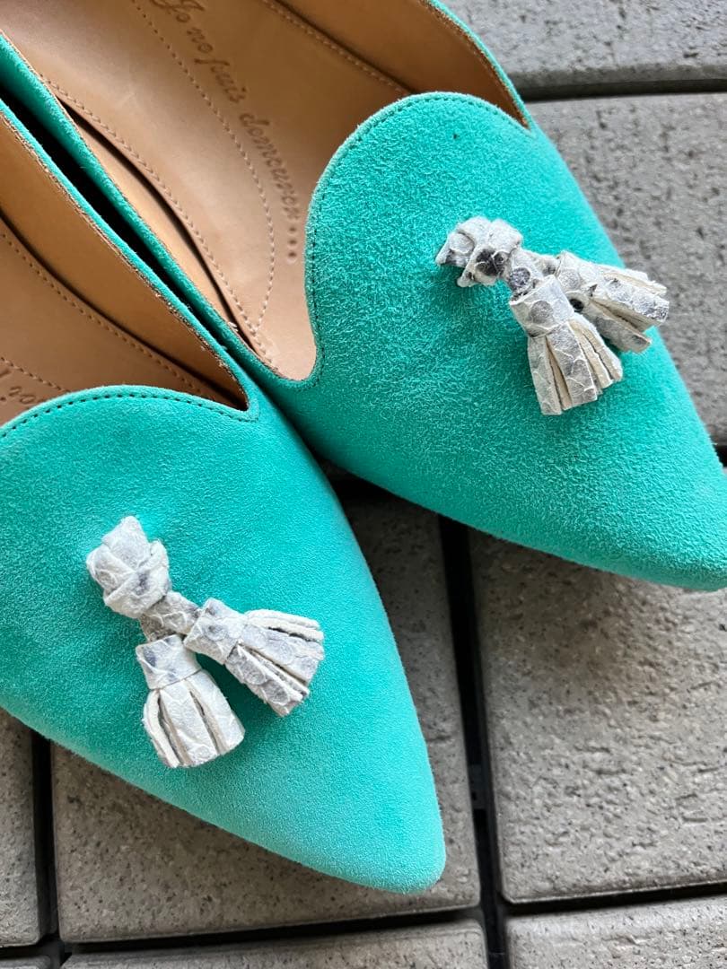 シャテル ポインテッドトウフラットシューズ グリーン サイズ37 - メルカリ