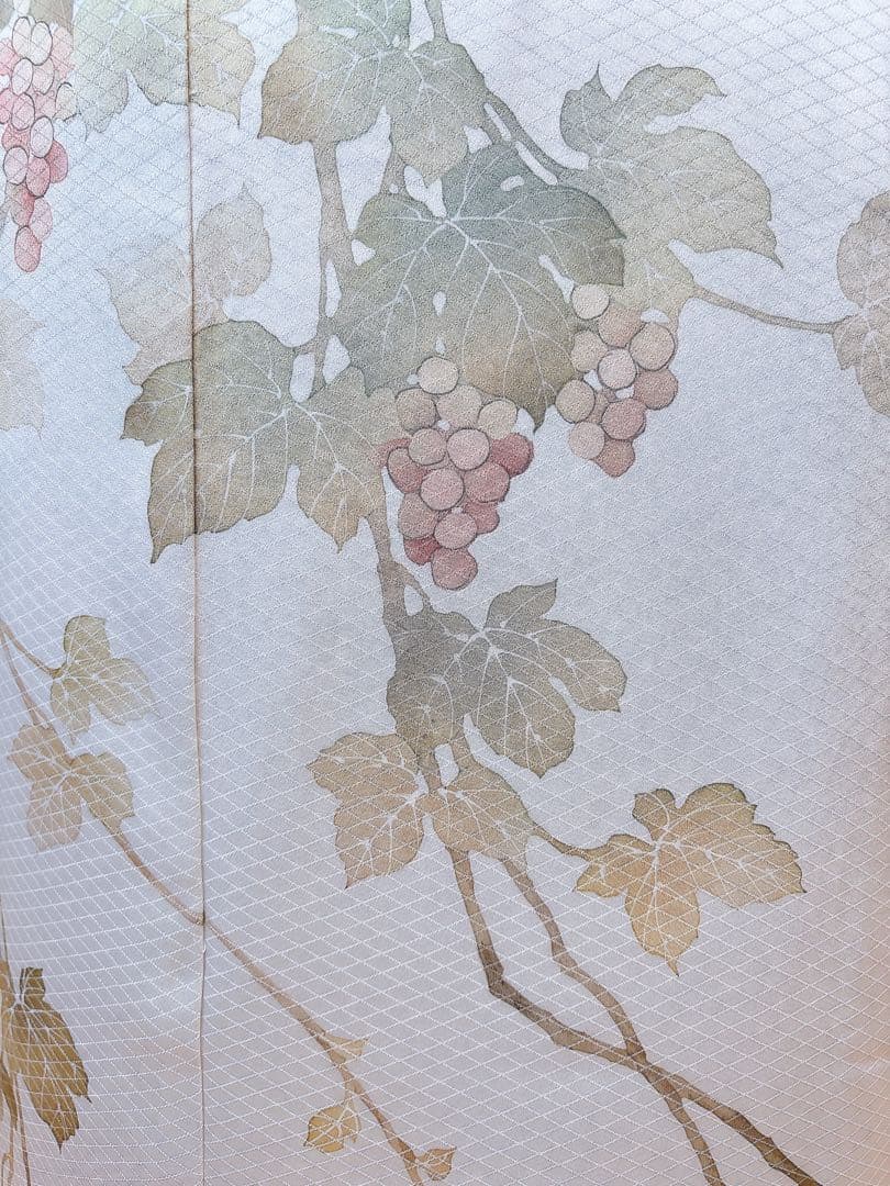 美品 訪問着 フルセット 本加賀友禅 裄66 葡萄 卒業式 入学式 M グレー