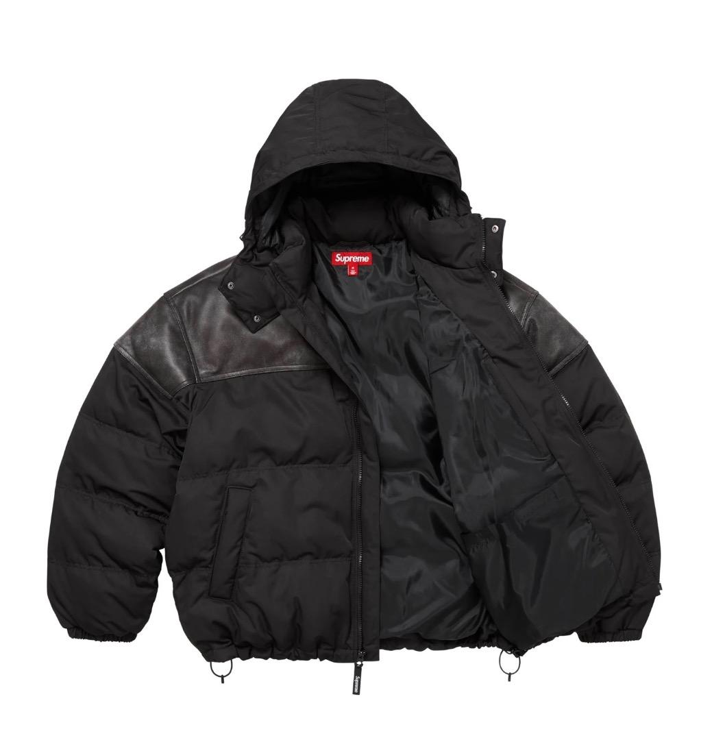 Supreme Leather Yoke Puffer Jacket ジャケット - メルカリ