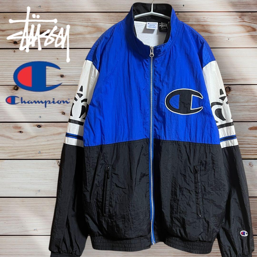 Stussy × Champion ナイロンジャケット - メルカリ