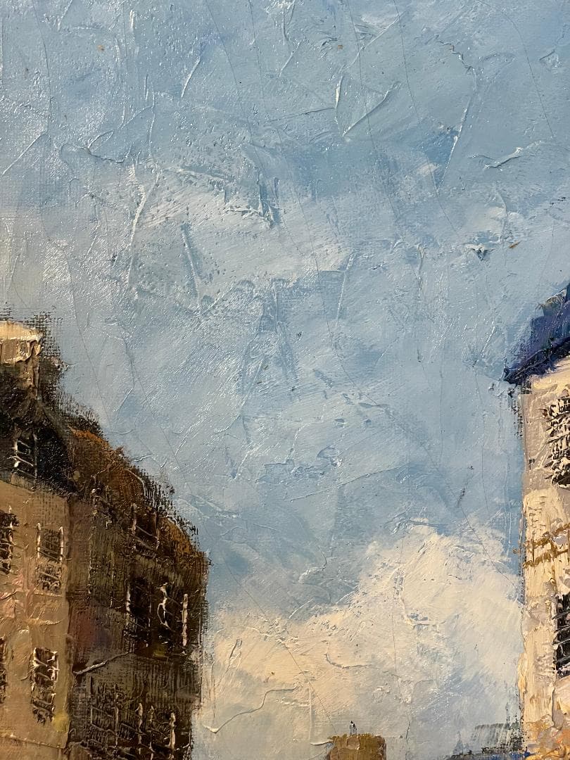 真作」浅田薫「パリ」風景画 油彩画 額装 サイン有り F10号