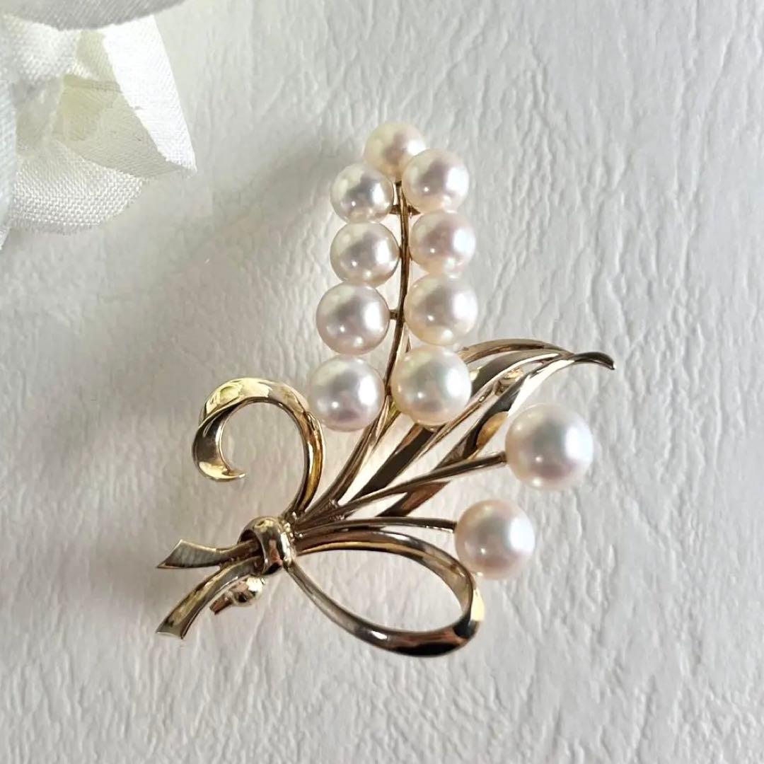 ☆美品☆ミキモト K14 パール ブローチ 花束デザイン 皇室御用達