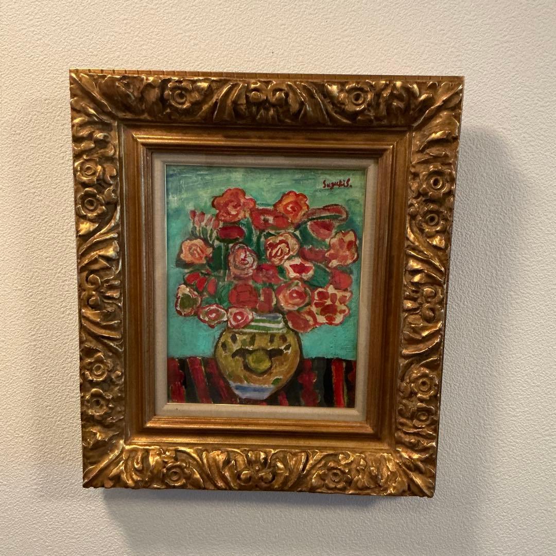 鈴木信太郎　薔薇　油彩画 鈴木信太郎 薔薇 油彩画 - メルカリ