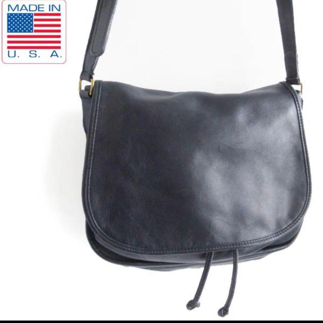 USA製 COACHオールドコーチ フラップタイプ レザーショルダーバッグ 紺系 COACH オールドショルダーバッグ 本革 ネイビー メンズ