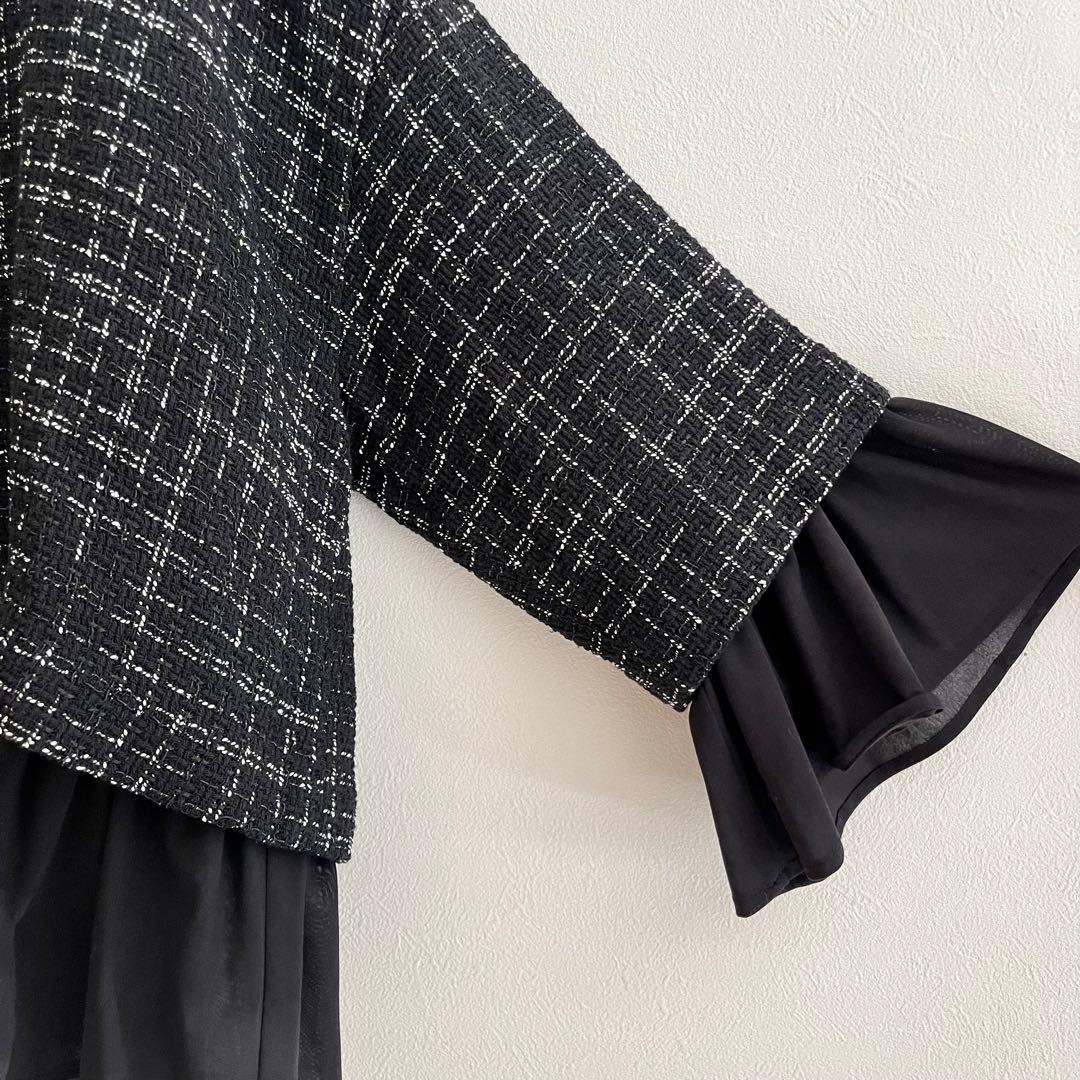 定価2.53万 ビアズリー ツイードコンビプルオーバー ネイビー