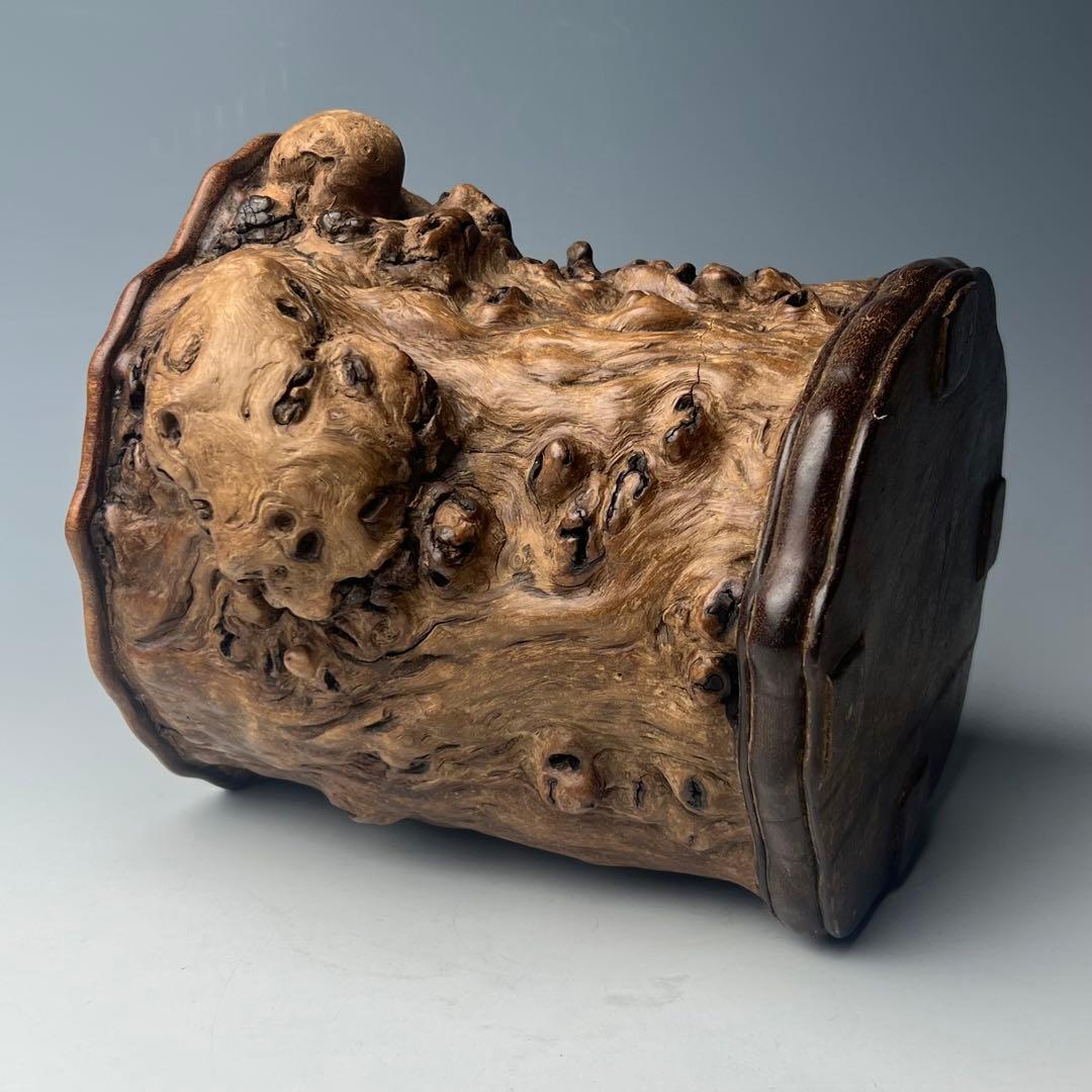 自然木の質感が魅力で優美な逸品 唐物 玉杢筆筒 文房四宝 中国美術